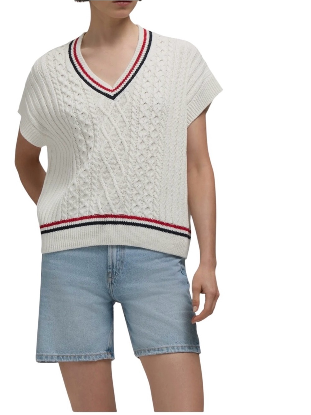Hunter Stripe Cable Stitch Sweater Vest Size XL & L